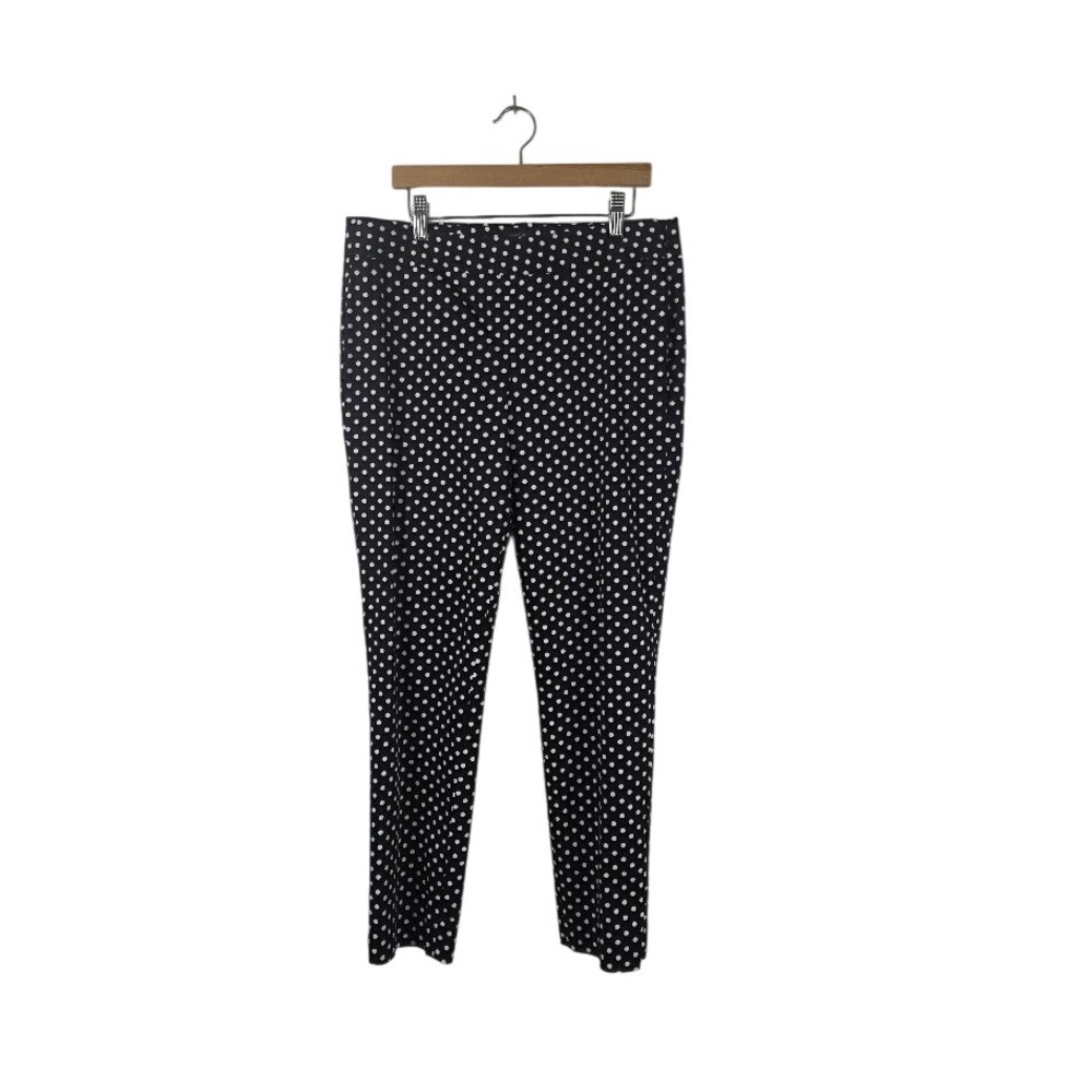 Talbots Polka Dot Pants Womens 4P Black White Tailored Ankle‎ Dress Trousers